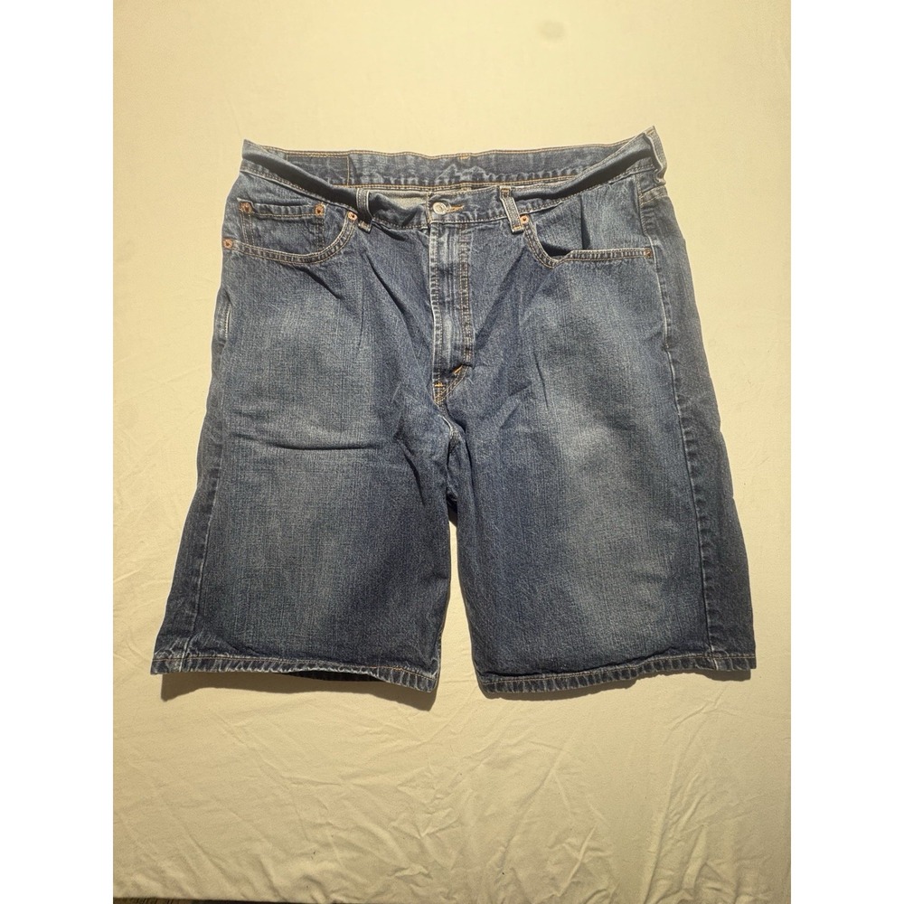 Levis 569 Jean Shorts Mens 36 Blue Loose Fit Straight Denim Light Wash 11"